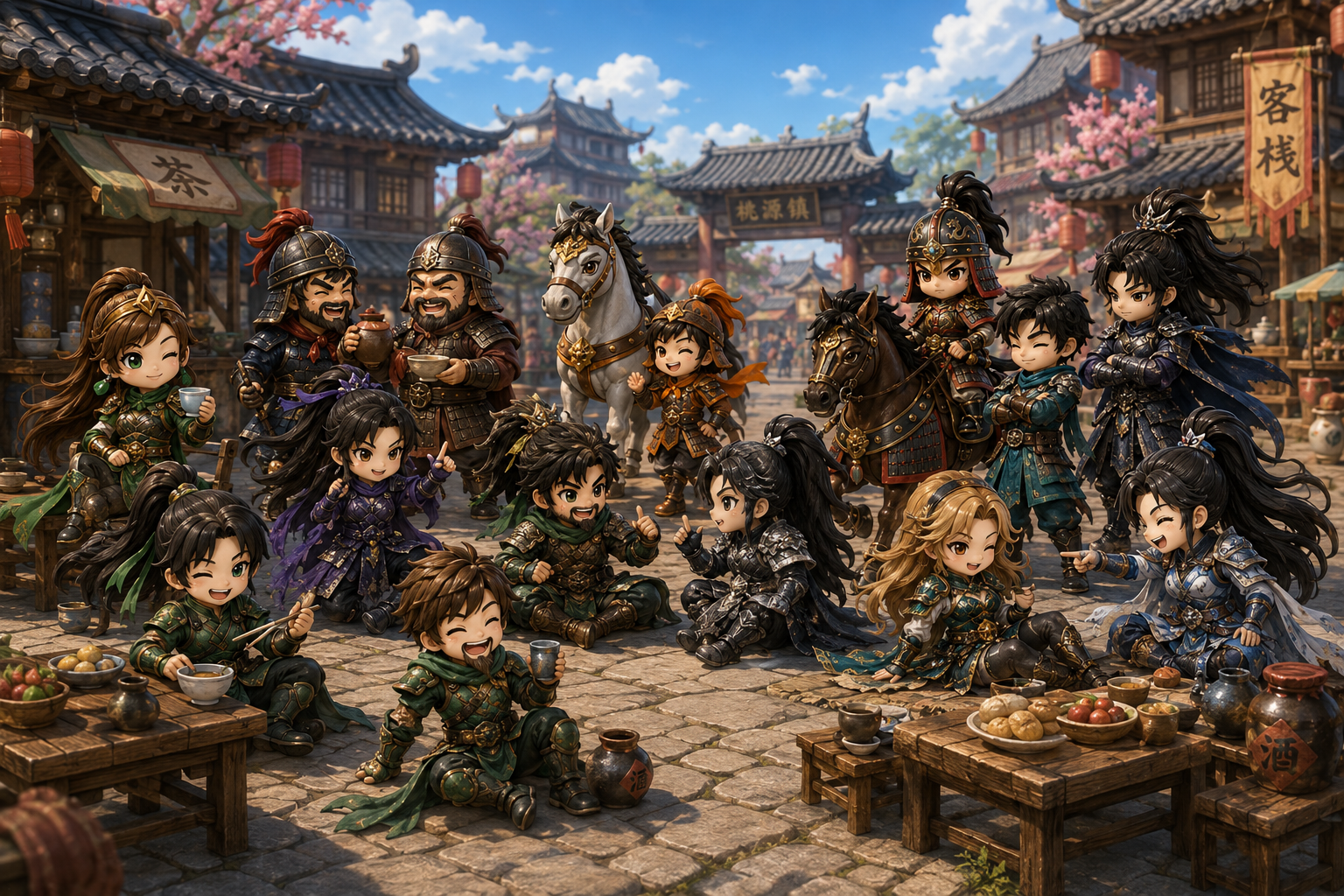 Heroes gathering resources illustration