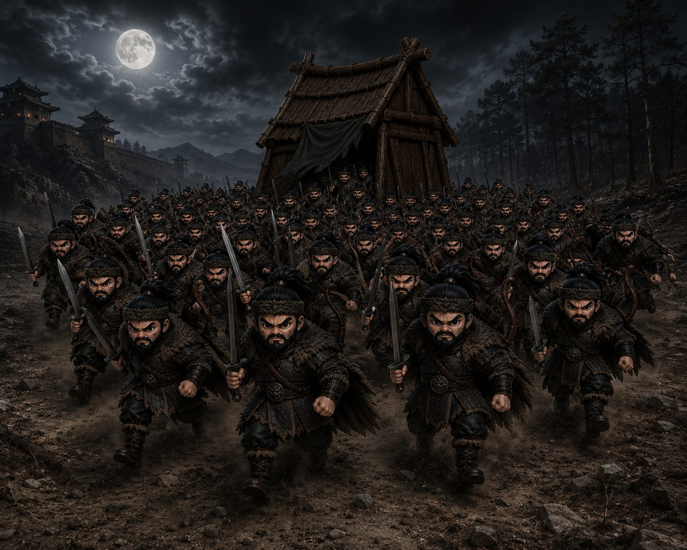 The Hun Invasion — a warband marches under a full moon